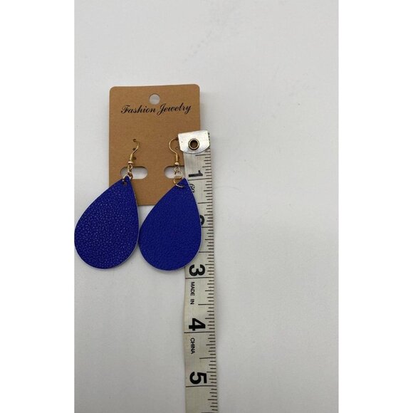 Women's Blue Teardrop Statement Earrings Fashion Jewelry Hook Style Lightweight - Picture 6 of 7